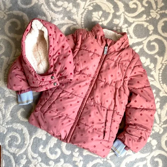 Mini Boden Puffer Dot Coat 2-in-1 sz 5/6yr - Picture 2 of 5